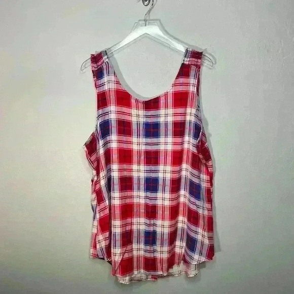 Torrid Red White Blue Button Front Plaid Tank 3 3X 22/24 NWT - Picture 8 of 8
